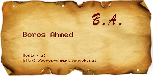 Boros Ahmed névjegykártya